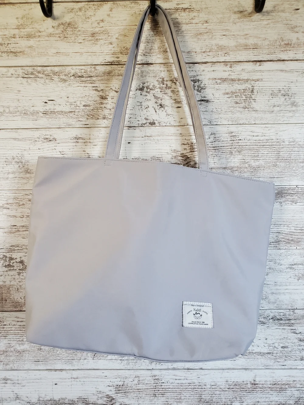 KALIDI Water Resistant Grey Zippered Tote Bag Beach Travel Shopping Market NWOT